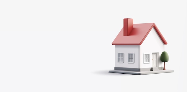 Huis 3D Wit huis icoon symbool voor onroerend goed verkoop huur concepten Een moderne banner