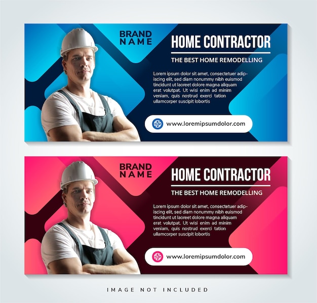 Vector huis aannemer banner of horizontale lay-out poster ontwerp voor sociale media post sjabloon