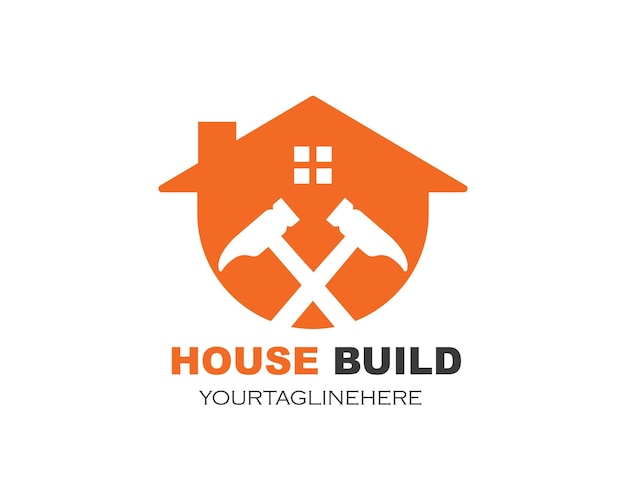 Huis bouwen en renovatie logo pictogram vectorillustratie