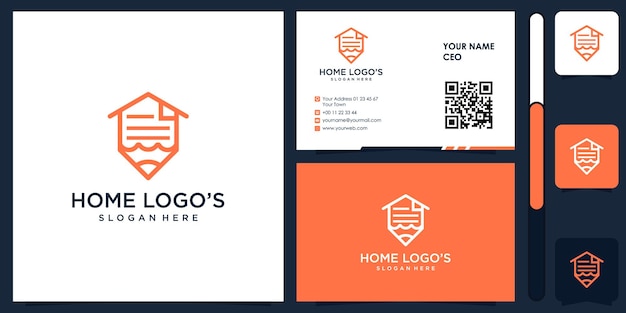 Huis bouwen logo met visitekaartje ontwerp vector premium