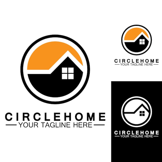 Huis cirkel concept logo symbool vector illustratie ontwerp