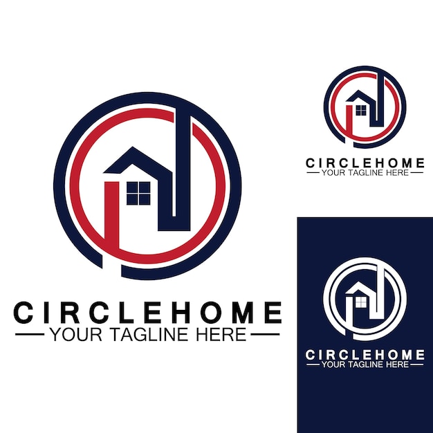 Huis cirkel concept logo symbool vector illustratie ontwerp