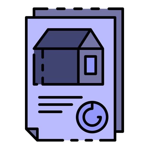 Vector huis doc papier pictogram overzicht huis doc papier vector pictogram kleur plat geïsoleerd