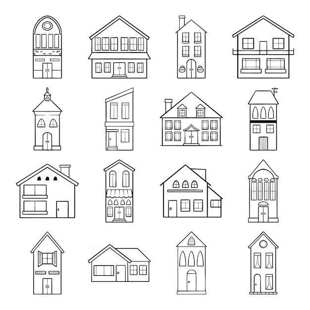 Huis doodle hand getekende vector