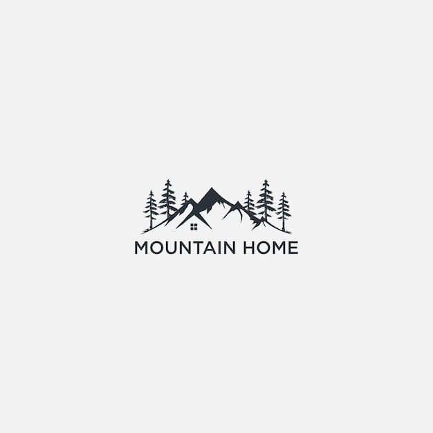 Huis en bergzicht logo natuur landschap