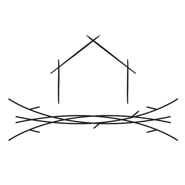 Huis en nest vectorillustratie, elegant en eenvoudig pictogram.