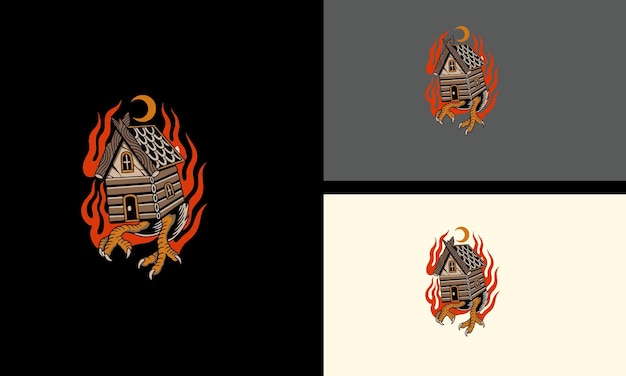 Huis en vlammen vector mascotte ontwerp