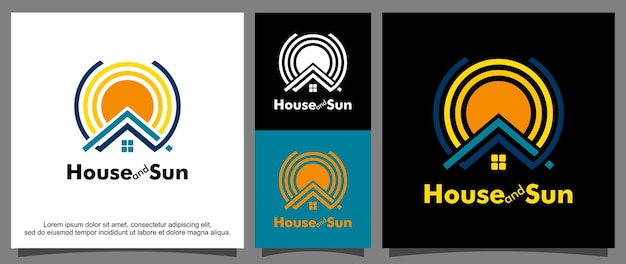 Huis en zon logo sjabloon