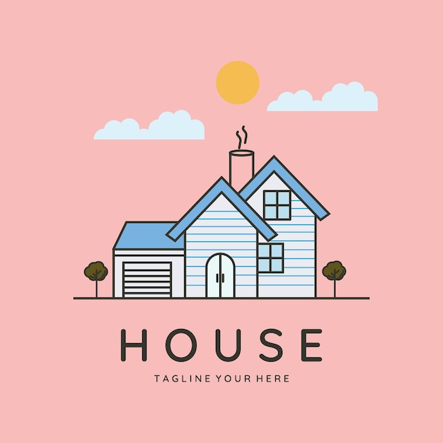 Huis huis pictogram lijn kunst logo vector symbool illustratie ontwerp