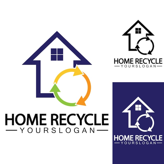 Huis huis recycle logo pictogram vector illustratie ontwerp