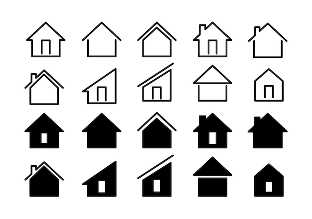 Vector huis icon set logo lijnontwerp