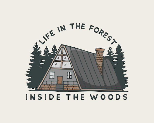 Huis in het bos illustratie