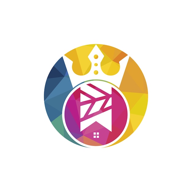 Huis koning vector logo ontwerp Creatief huis en kroon vector logo ontwerp concept