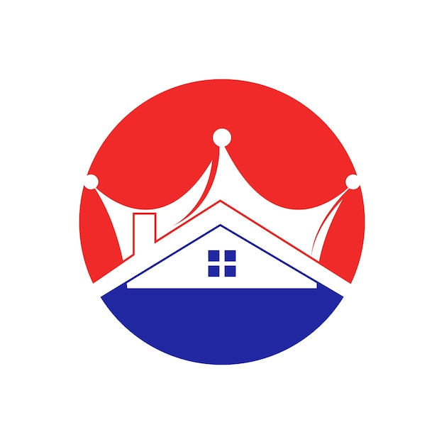 Huis koning vector logo ontwerp. Creatief huis en kroon vector logo ontwerpconcept.