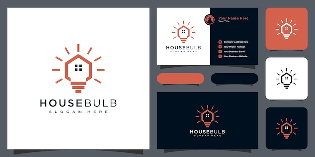 Huis lamp logo vector ontwerp en visitekaartje