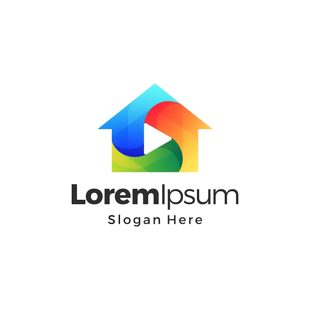 Huis media gradiënt kleurrijk premium logo