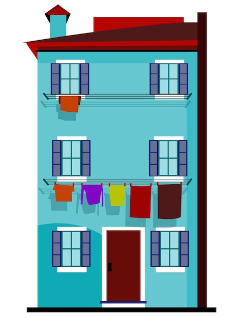 Vector huis met blauwe muur illustratie
