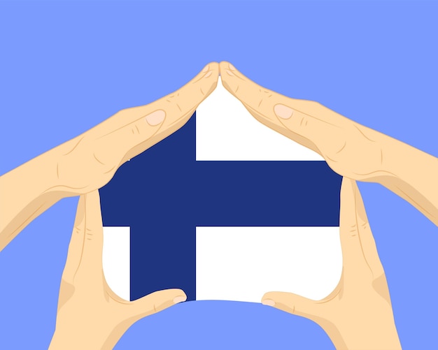 Vector huis met de vlag van finland woon- of investeringsidee huisvesting en huisconcept