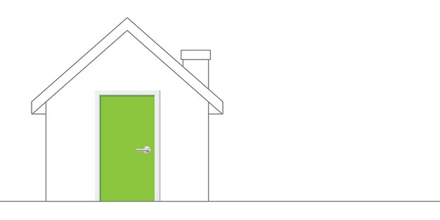 Vector huis met groene deur schets vectorillustratie