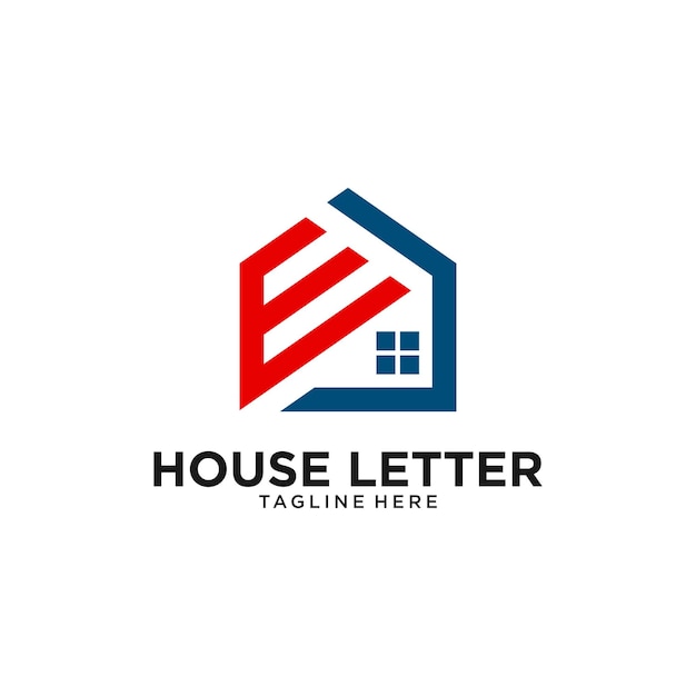 Huis met letter e modern logo-ontwerp