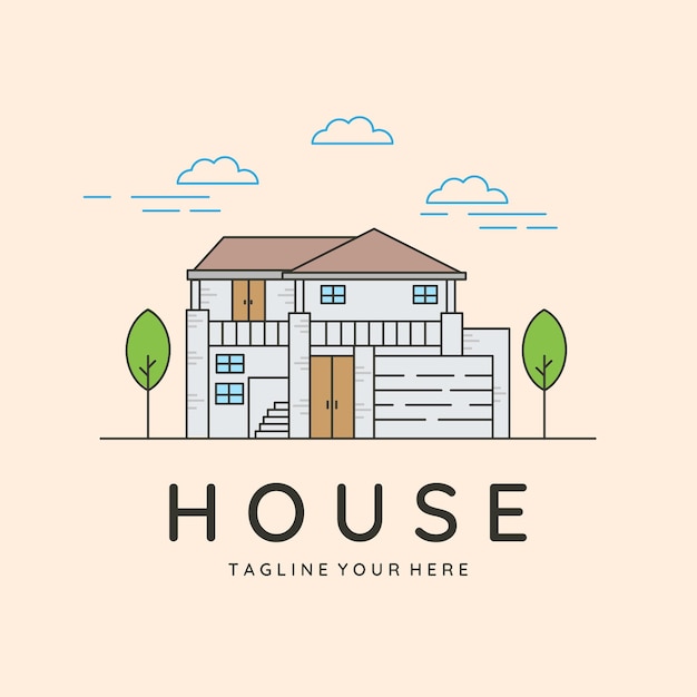 Vector huis minimalistisch pictogram lijn kunst logo vector symbool illustratie ontwerp