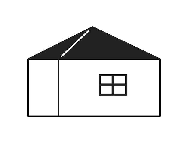 Huis monochrome platte vector object Klein woongebouw Bewerkbaar zwart-wit dunne lijn pictogram Eenvoudige cartoon clip art spot illustratie voor web grafisch ontwerp