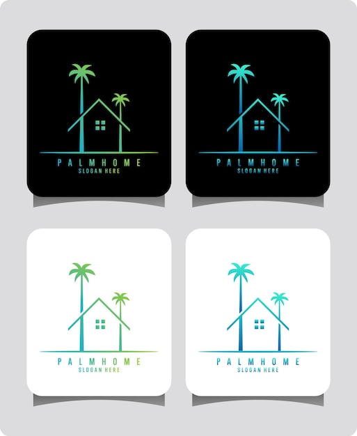 Huis palmboom logo ontwerpsjabloon