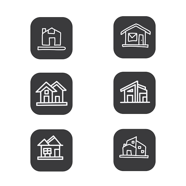 huis pictogram ontwerpsjabloon, met de hand getekende zwarte lijnstijl, geschikt voor uw ontwerpbehoeften.