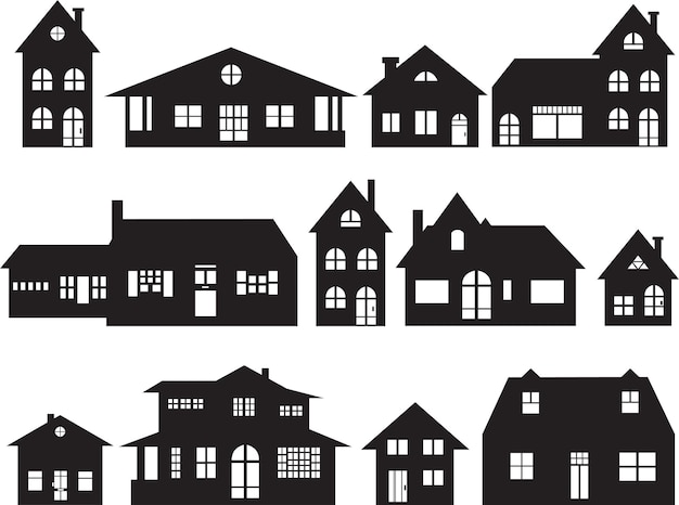 huis silhouet vector set