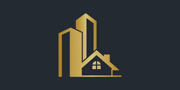 huis stad logo ontwerp met appartement consept moderne premium vector