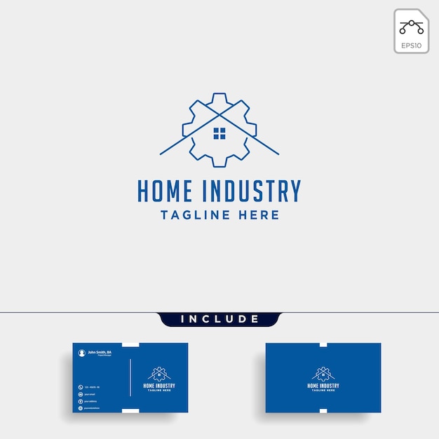 Huis stad versnelling logo ontwerp fabriek industrie vector pictogram lijn geïsoleerd