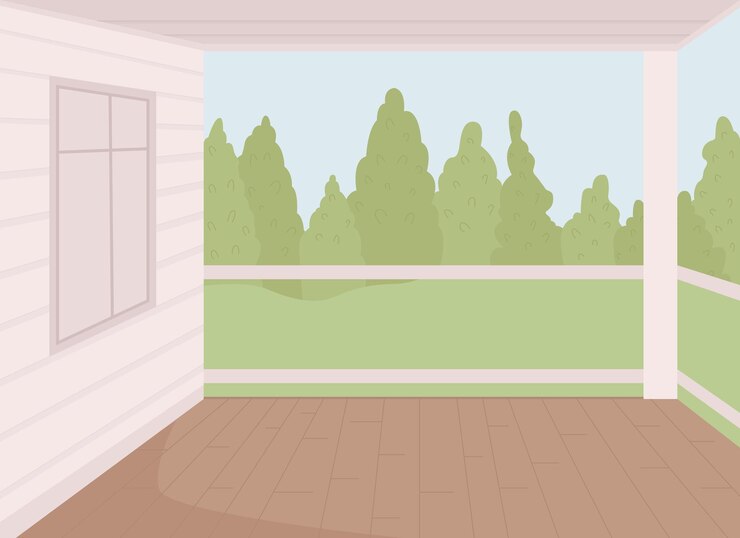 Vector huis terras egale kleur vectorillustratie