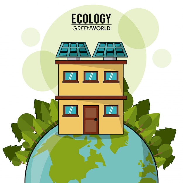 Huis van de het huiszonnepaneel van de ecologie het groene wereld