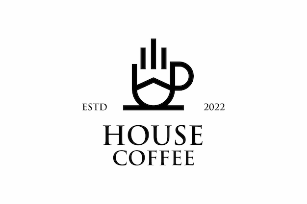 Huis van koffie logo ontwerp