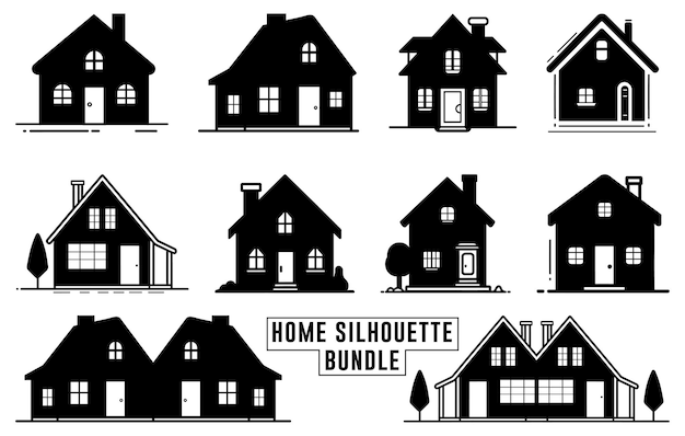 Huis vector silhouet set huis grafische silhouet bundel Huis silhouet Collectie