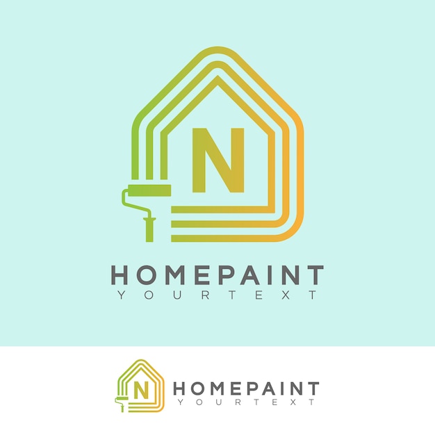 Huis verf eerste letter n logo ontwerp