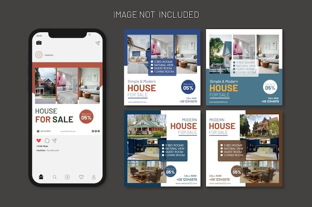 Huis verkopen Instagram-postverzameling en webbannerset