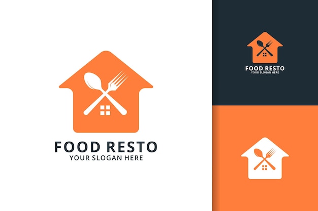 Huis vork lepel logo voor food restaurant concept