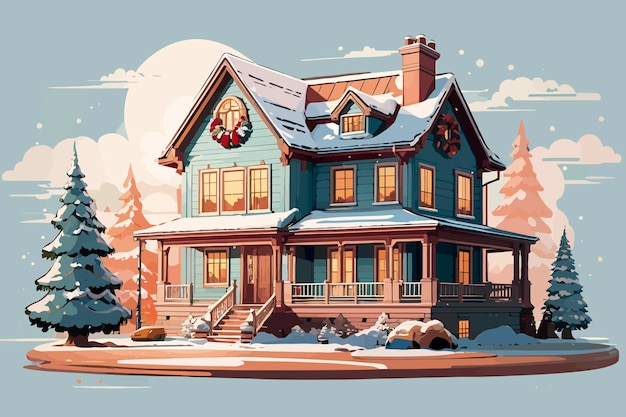 Huisdecoratie kerst winter illustratie