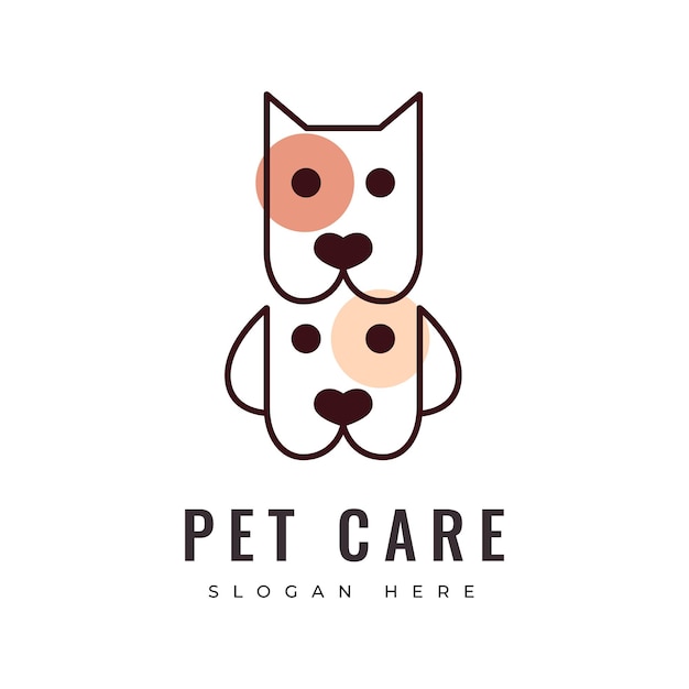 Vector huisdier zorg hond zoogdier vriend dier geadopteerd puppy medische gezondheid dierenwinkel logo ontwerp vector grafische afbeelding