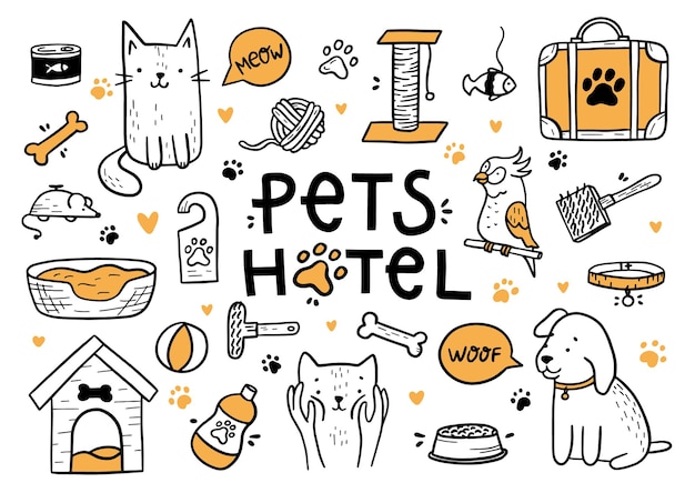 Huisdierenhotel in de stijl van Doodle