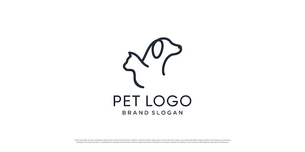 Huisdierlogo met creatief element met hond en kat-object Premium Vector deel 3