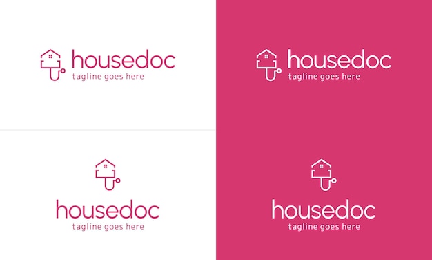 Huisdokter logo ontwerp op geïsoleerde achtergrond, huis met stethoscoop logo concept modern