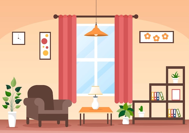 Huismeubilair Platte ontwerpillustratie voor de woonkamer om comfortabel te zijn
