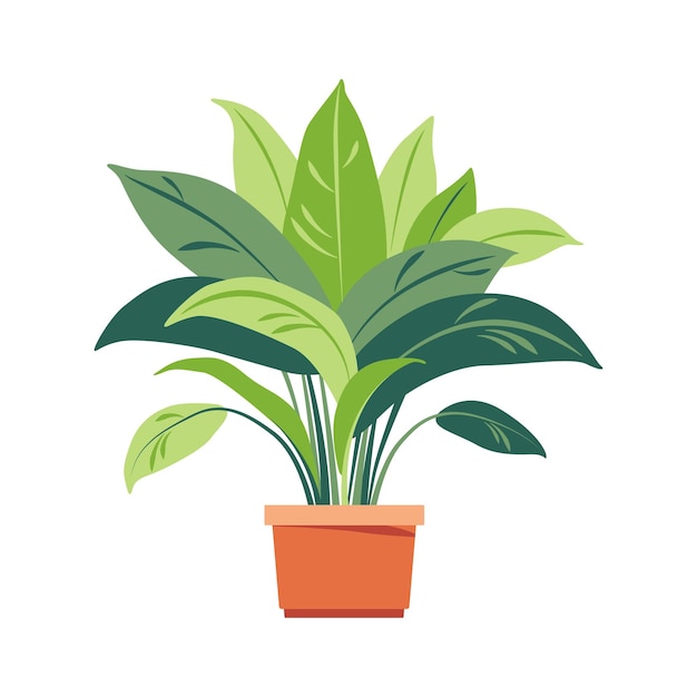 Huisplant Potplant geïsoleerd op witte Flat Vector illustratie