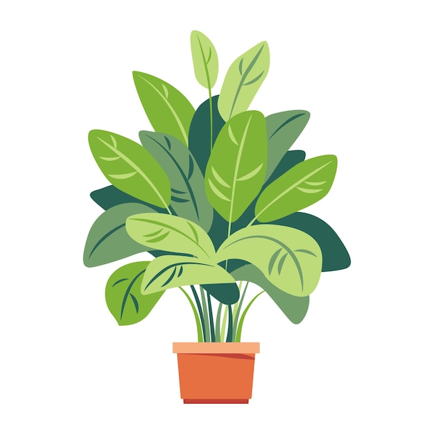 Huisplant potplant geïsoleerd op witte platte vector illustratie