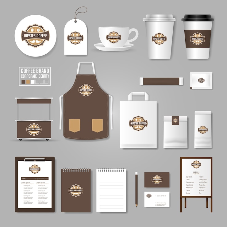 Vector huisstijl sjabloon. logo concept voor coffeeshop, café, restaurant.