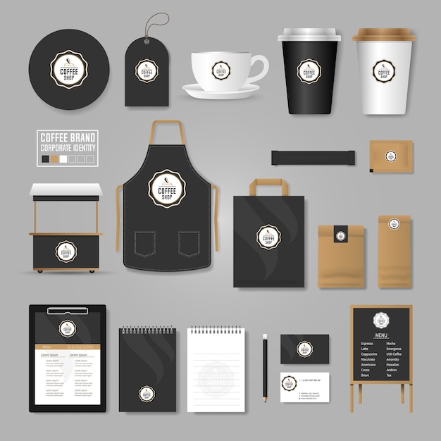 Vector huisstijl sjabloon. logo concept voor coffeeshop, café, restaurant.