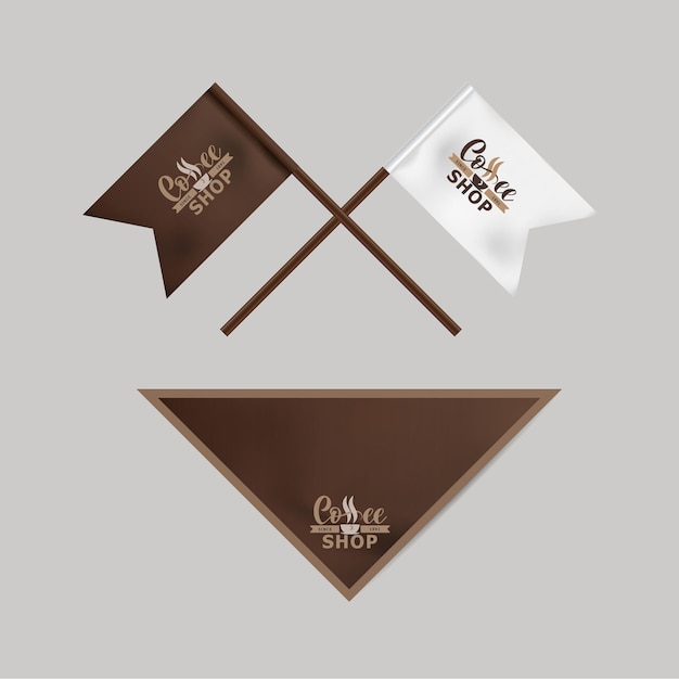 Huisstijl van de koffie-industrie Realistische branding mock up sjabloon vlaggen logo Sjabloon vlaggen banners voor café Mockup banners voor coffeeshop café restaurant Vector illustratie