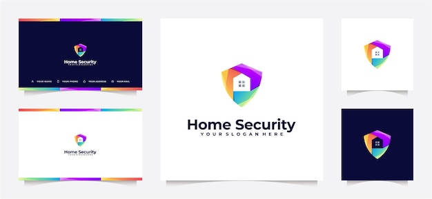 Huisveiligheid kleurovergang logo, met visitekaartje.
